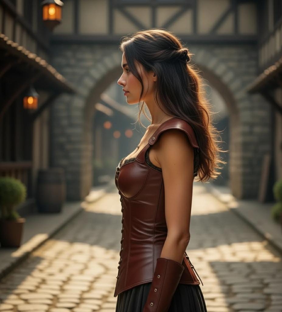 Medieval Corset Armor | Brown Leather Lace-Up Bodice | Fantasy Warrior Costume | Shoulder Armor Detailing | High Quality Genuine Leather