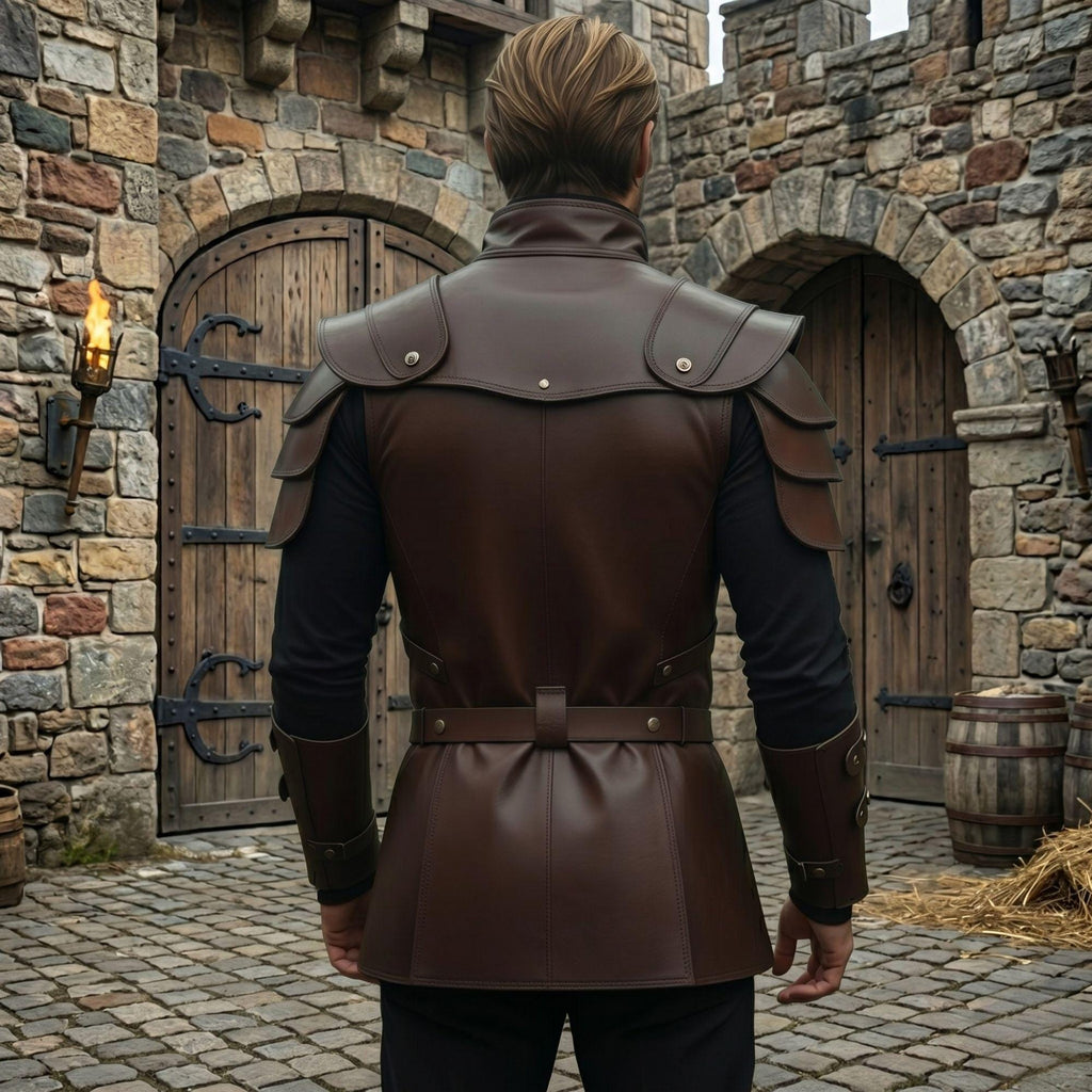 Brown Genuine Leather Armor | Medieval Warrior Costume For Him | Viking LARP Chest plate | Fantasy Cosplay Outfit | Tactical Shoulder Armor