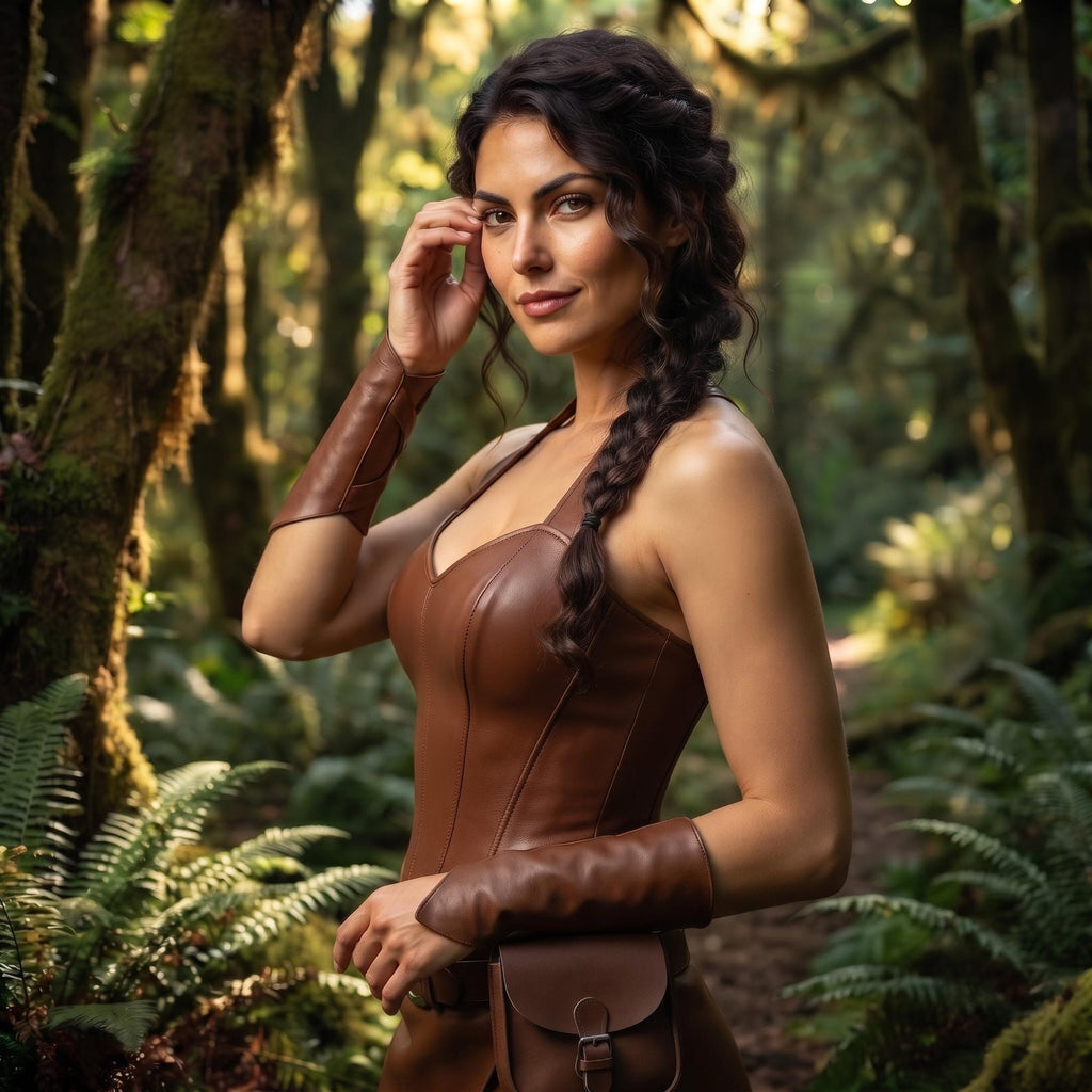 Medieval Fantasy Leather Corset | LARP Ranger Armor Outfit | Huntress Cosplay Costume