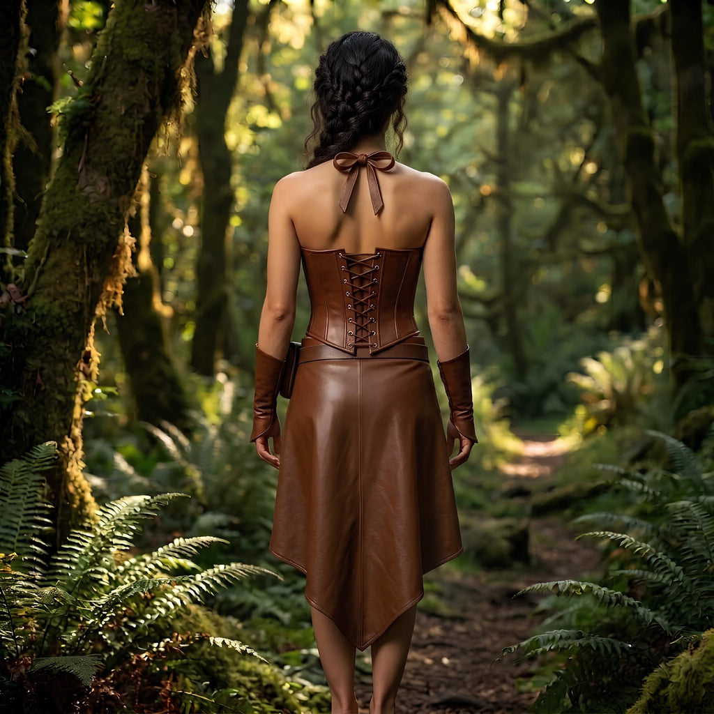 Medieval Fantasy Leather Corset | LARP Ranger Armor Outfit | Huntress Cosplay Costume
