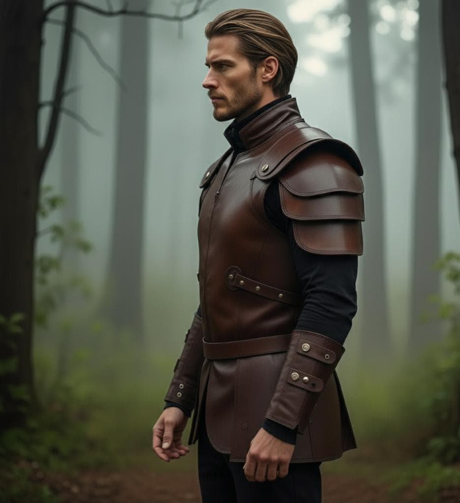 Brown Genuine Leather Armor | Medieval Warrior Costume For Him | Viking LARP Chest plate | Fantasy Cosplay Outfit | Tactical Shoulder Armor