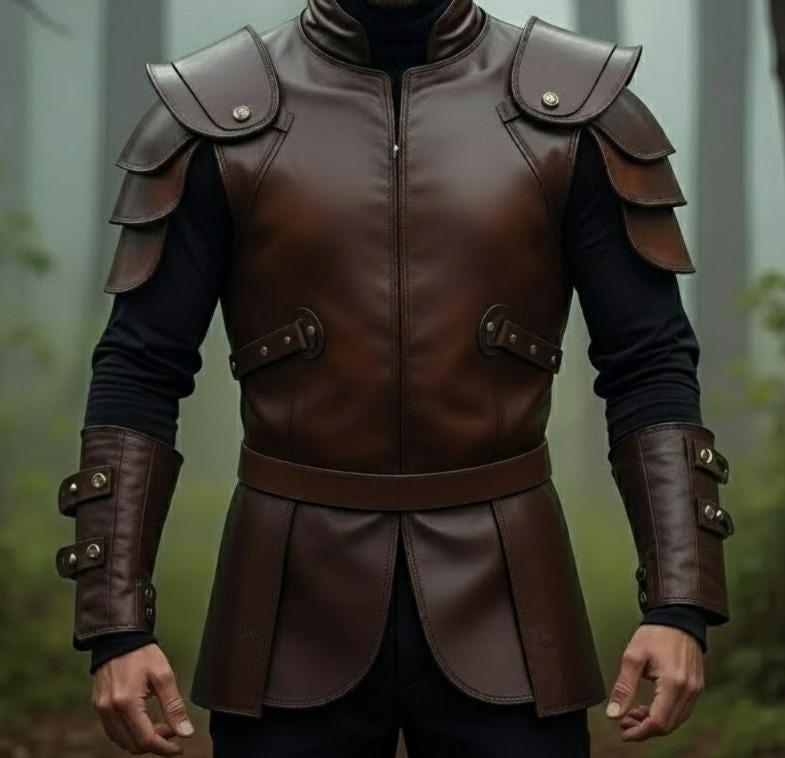Brown Genuine Leather Armor | Medieval Warrior Costume For Him | Viking LARP Chest plate | Fantasy Cosplay Outfit | Tactical Shoulder Armor
