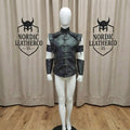 Black LARP Warrior Vest | Mens Fantasy Cosplay Costume | Medieval Leather Viking Armor