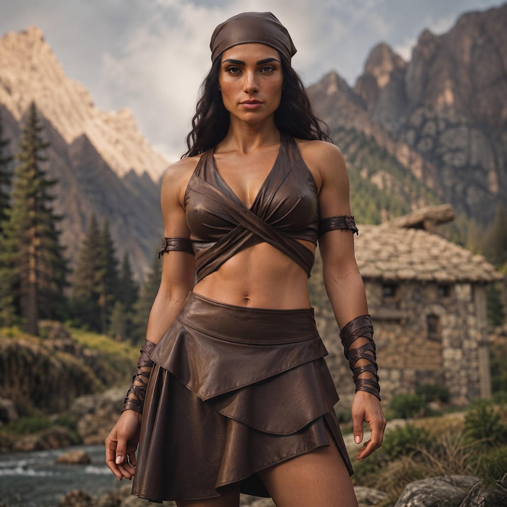Women's Fantasy Amazon Costume | Medieval Barbarian Crop Top | Renaissance LARP Warrior Outfit