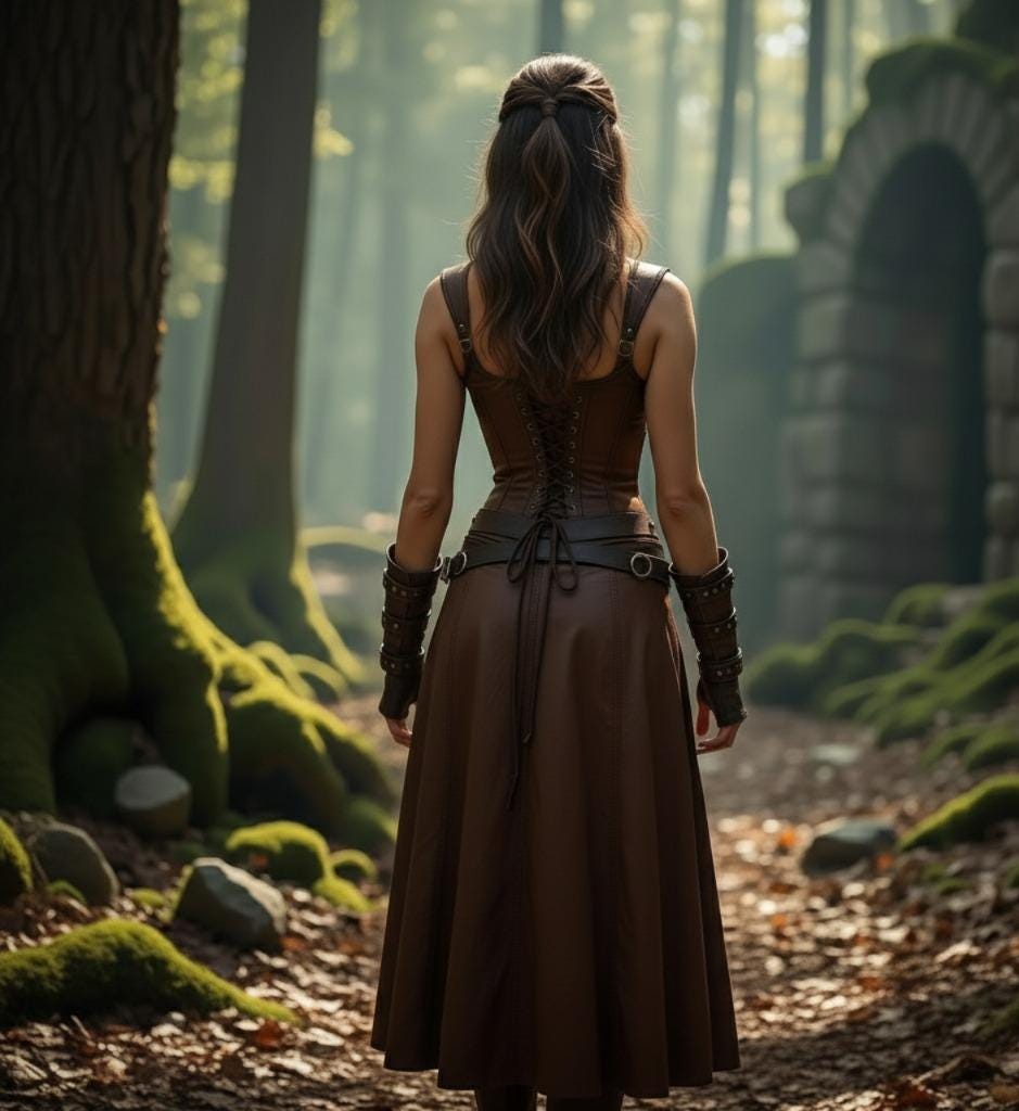 Genuine Leather Warrior Dress | Brown Corset Fantasy Costume | High Slit Battle Skirt | Medieval LARP Outfit For Her | Women Barbarian Armor