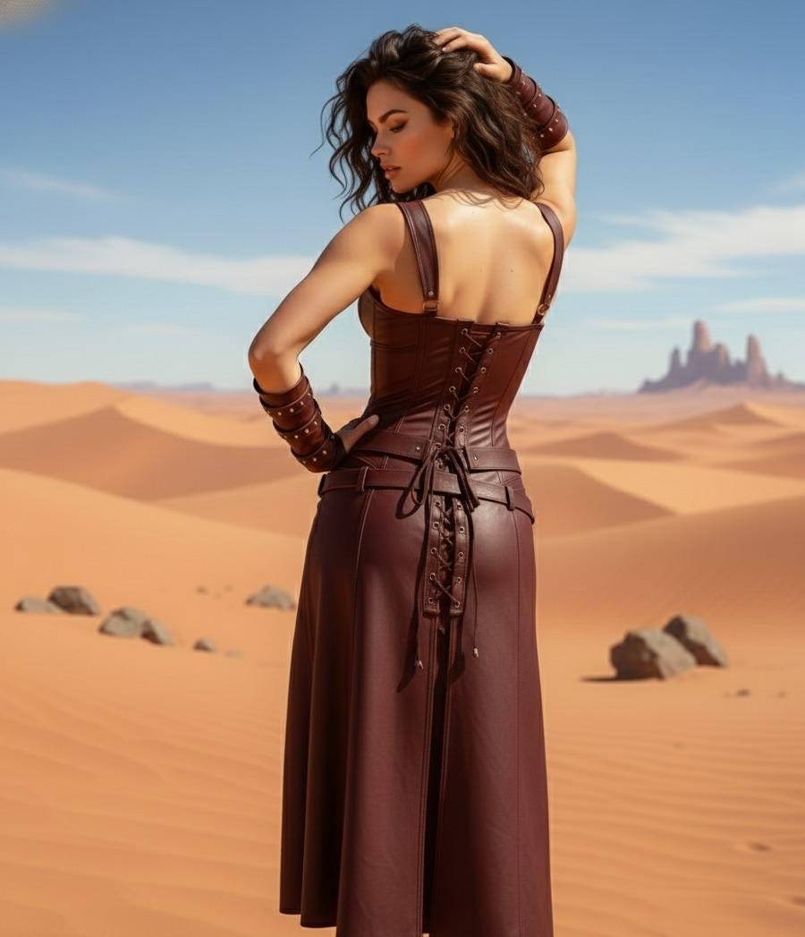 Handcrafted Leather Armor Corset Dress | Fantasy LARP Rogue Outfit | Medieval Belted Costume | Renaissance Warrior Clothing | Cosplay Set