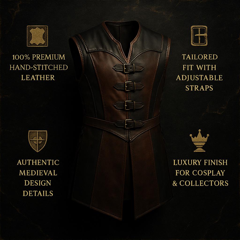 Genuine Leather Warrior Dress | Brown Corset Fantasy Costume | High Slit Battle Skirt | Medieval LARP Outfit For Her | Women Barbarian Armor