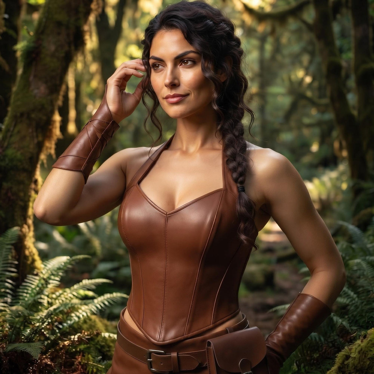 Medieval Fantasy Leather Corset | LARP Ranger Armor Outfit | Huntress Cosplay Costume