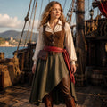 Green Asymmetric Renaissance Costume | Women's Pirate Captain Attire
