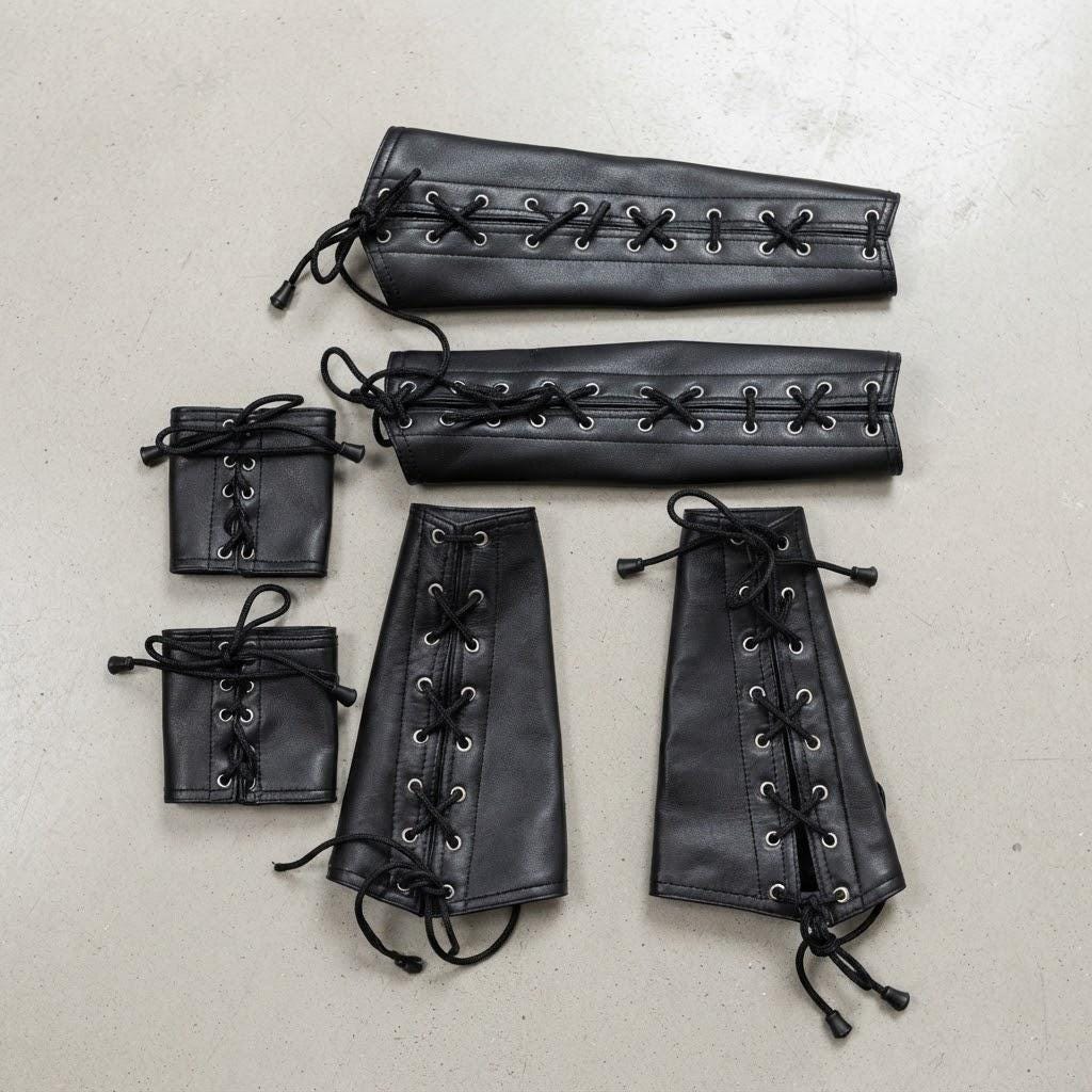 Black LARP Warrior Vest | Mens Fantasy Cosplay Costume | Medieval Leather Viking Armor