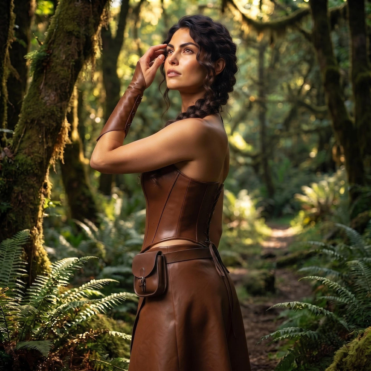 Medieval Fantasy Leather Corset | LARP Ranger Armor Outfit | Huntress Cosplay Costume