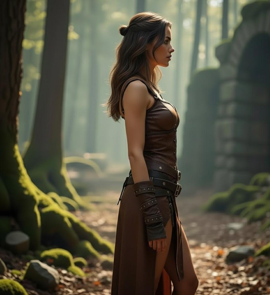 Genuine Leather Warrior Dress | Brown Corset Fantasy Costume | High Slit Battle Skirt | Medieval LARP Outfit For Her | Women Barbarian Armor