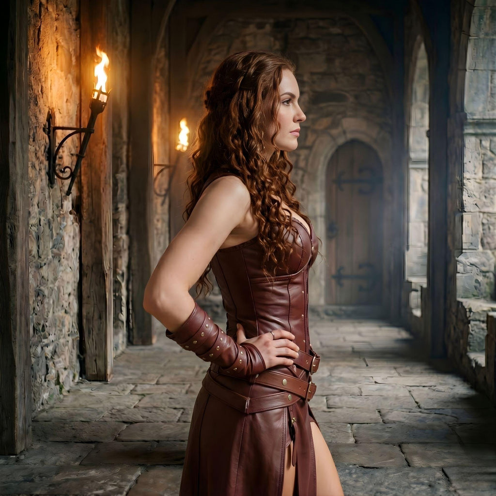 Handcrafted Leather Armor Corset Dress | Fantasy LARP Rogue Outfit | Medieval Belted Costume | Renaissance Warrior Clothing | Cosplay Set