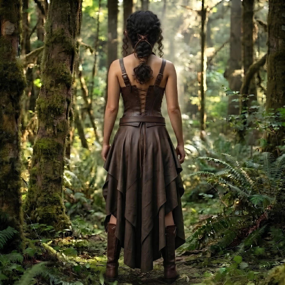 Elven Ranger Leather Dress | Woodland LARP Fantasy Armor | Medieval Celtic Cosplay Costume