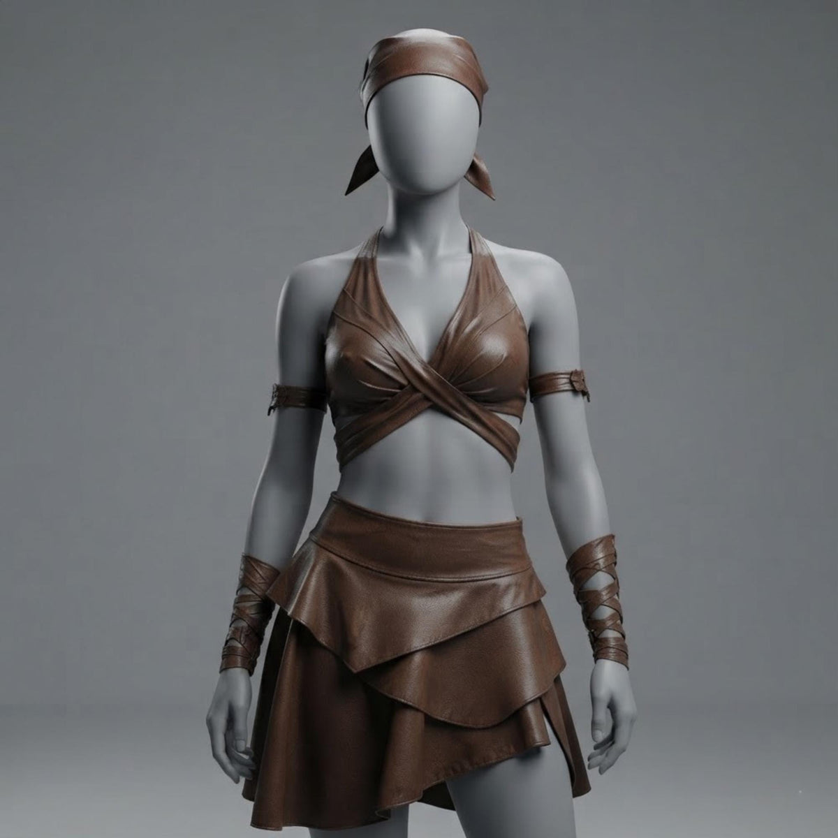 Women's Fantasy Amazon Costume | Medieval Barbarian Crop Top | Renaissance LARP Warrior Outfit