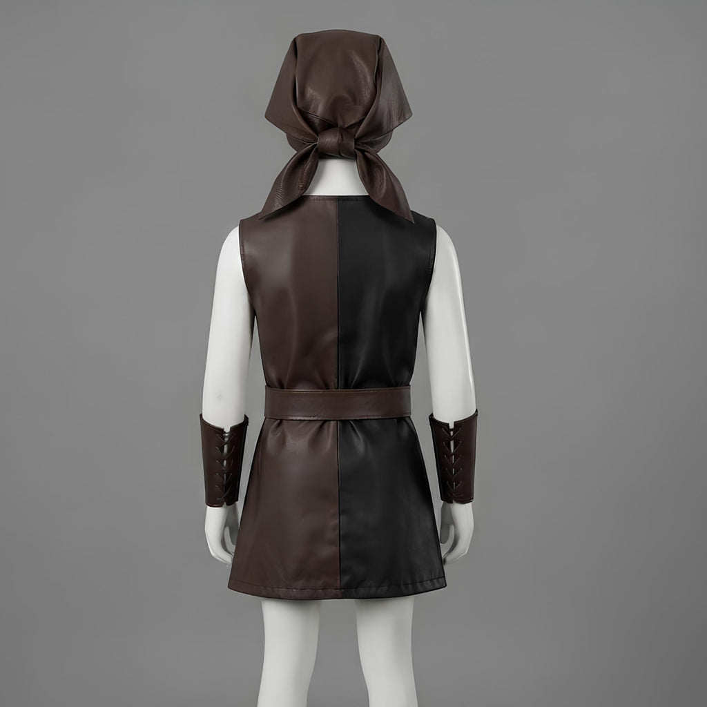 Forest Archer Costume for Kids | Split Color Leather Tunic Set | Childrens Renaissance Hunter Garb