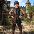 Forest Archer Costume for Kids | Split Color Leather Tunic Set | Childrens Renaissance Hunter Garb