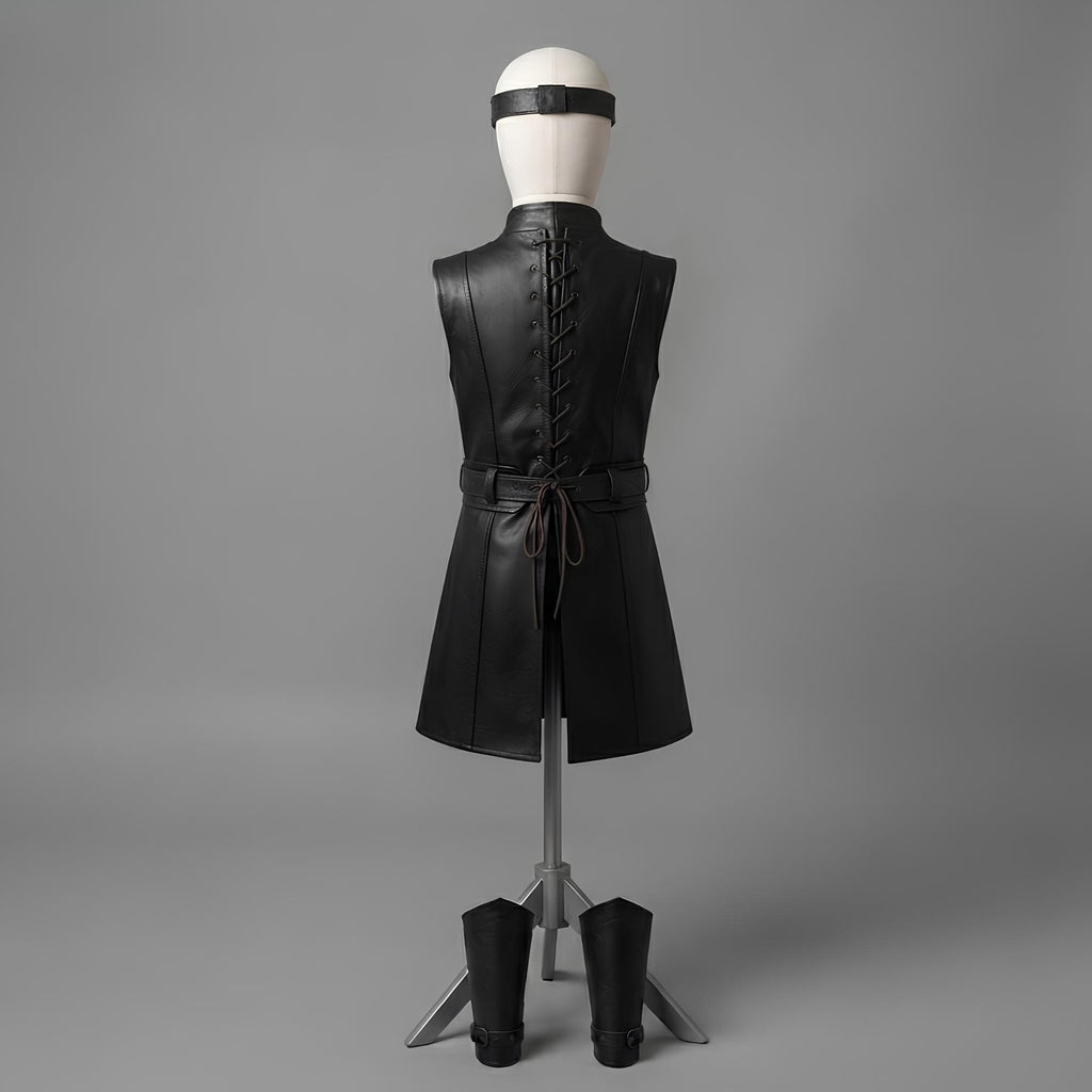 Boys Black Leather Armor Tunic | Medieval Squire Costume for Kids | Fantasy Renaissance LARP Outfit