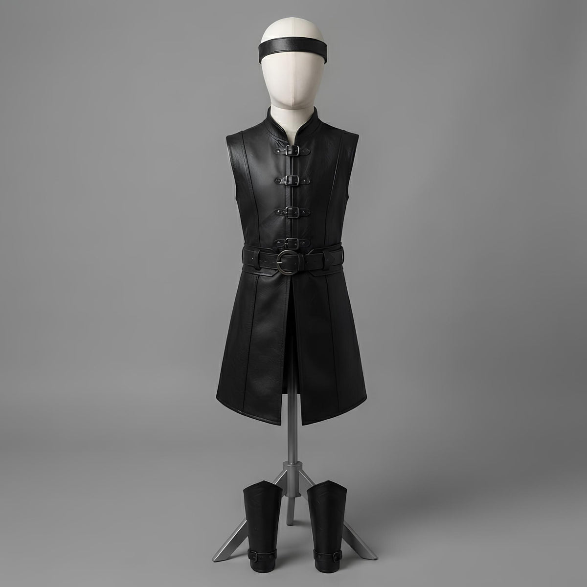 Boys Black Leather Armor Tunic | Medieval Squire Costume for Kids | Fantasy Renaissance LARP Outfit