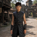 Boys Black Leather Armor Tunic | Medieval Squire Costume for Kids | Fantasy Renaissance LARP Outfit