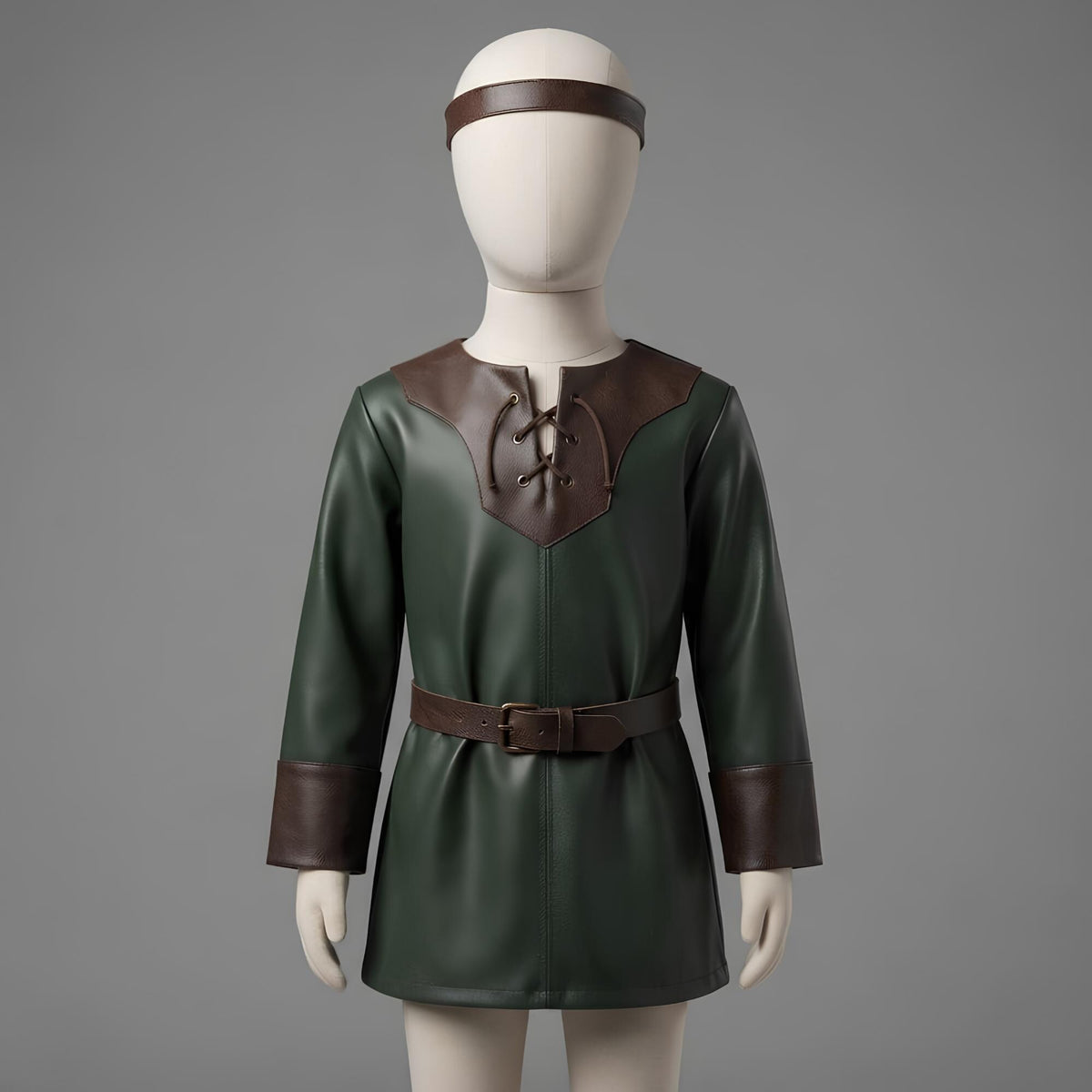 Kids Leather Medieval Tunic | Childrens Renaissance LARP Outfit | Forest Ranger Fantasy Costume