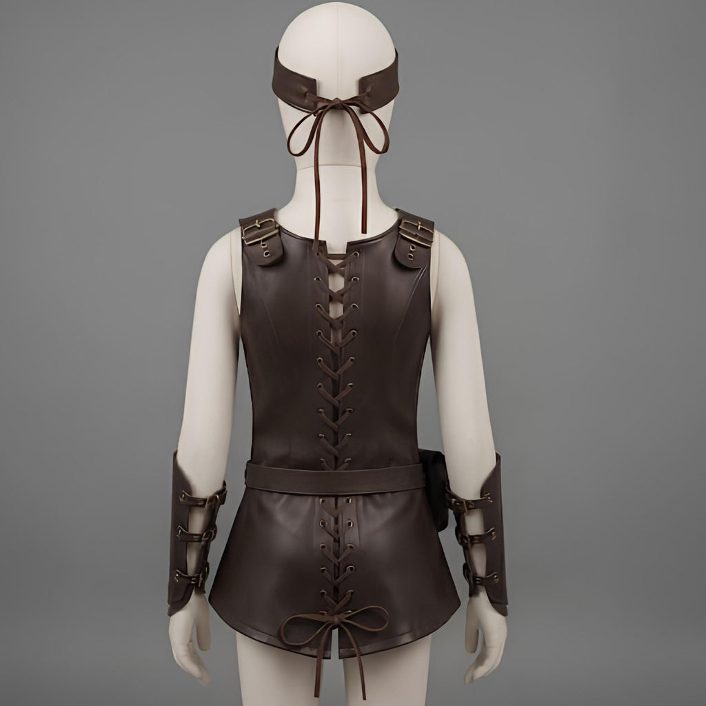 Fantasy Ranger Costume for Girls | Childrens Leather Armor Vest Set | Renaissance LARP Warrior Outfit