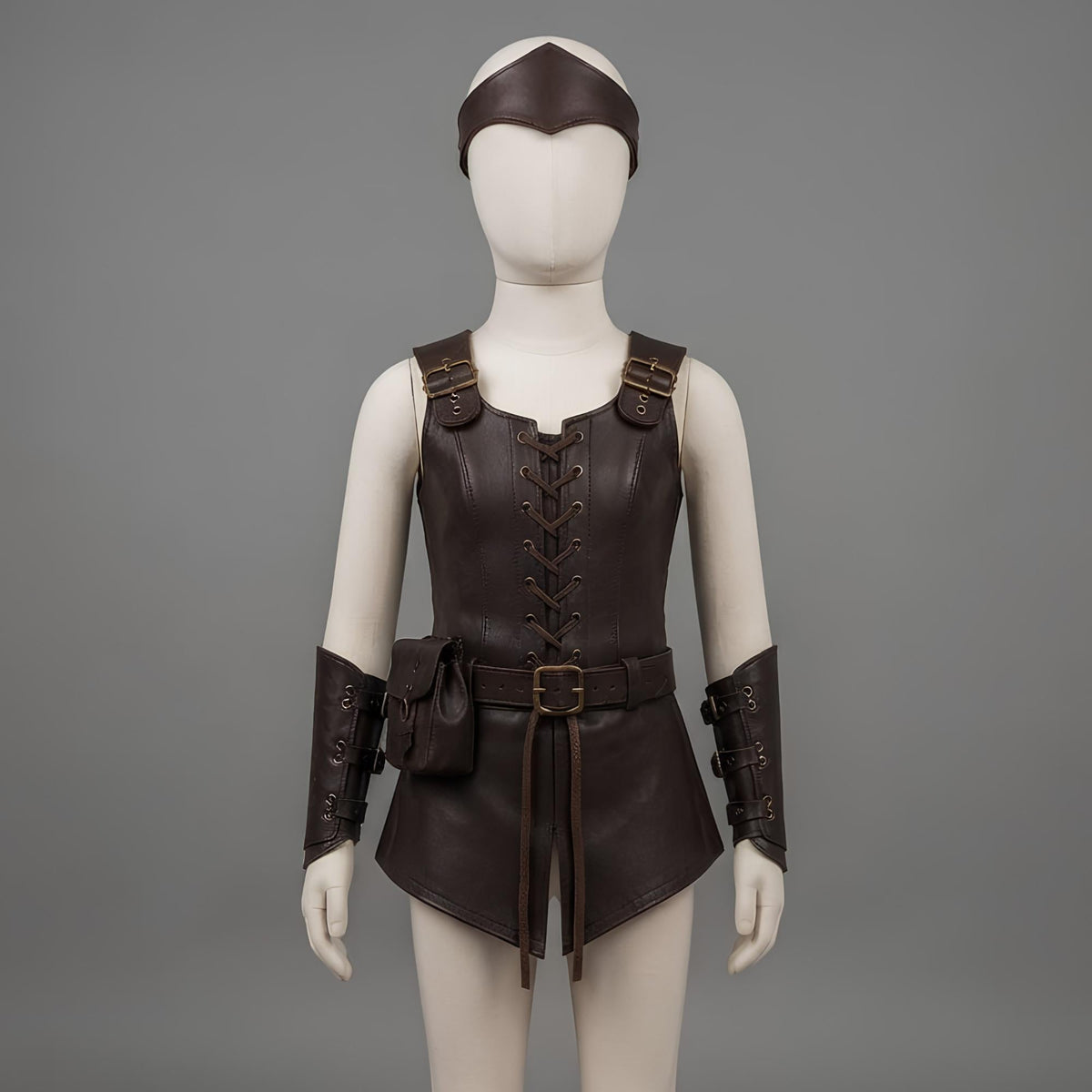 Fantasy Ranger Costume for Girls | Childrens Leather Armor Vest Set | Renaissance LARP Warrior Outfit